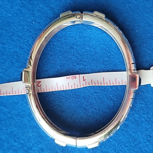 Brighton's silver, hinged bangle bracelet with crystals. - Picture 4 of 6